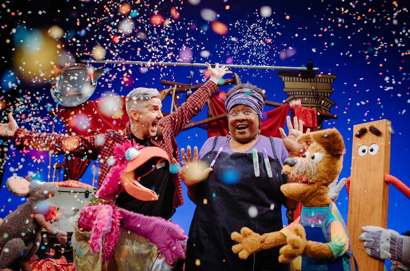 Performers and puppets at What If Puppets in Kansas City; photo by Travis Young, travislikesfilm