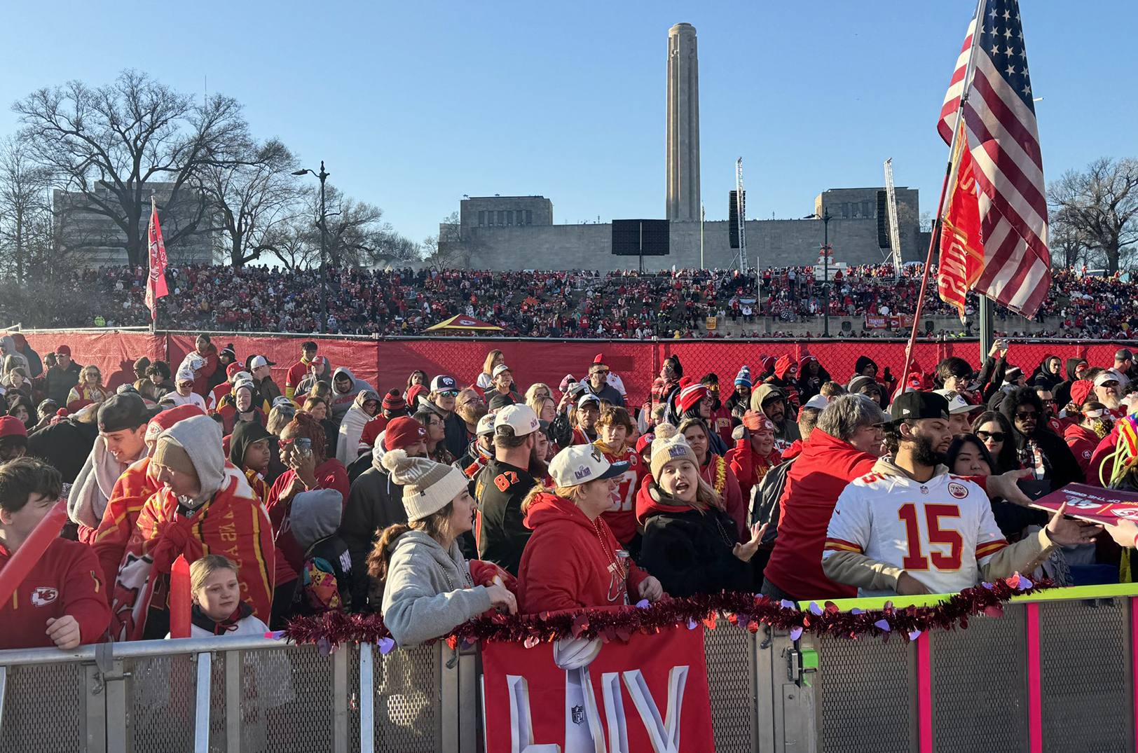 Fans gather at Union Station before the Chiefs victory rally at the end of the team's Super Bowl championship parade; photo courtesy of Union Station KC