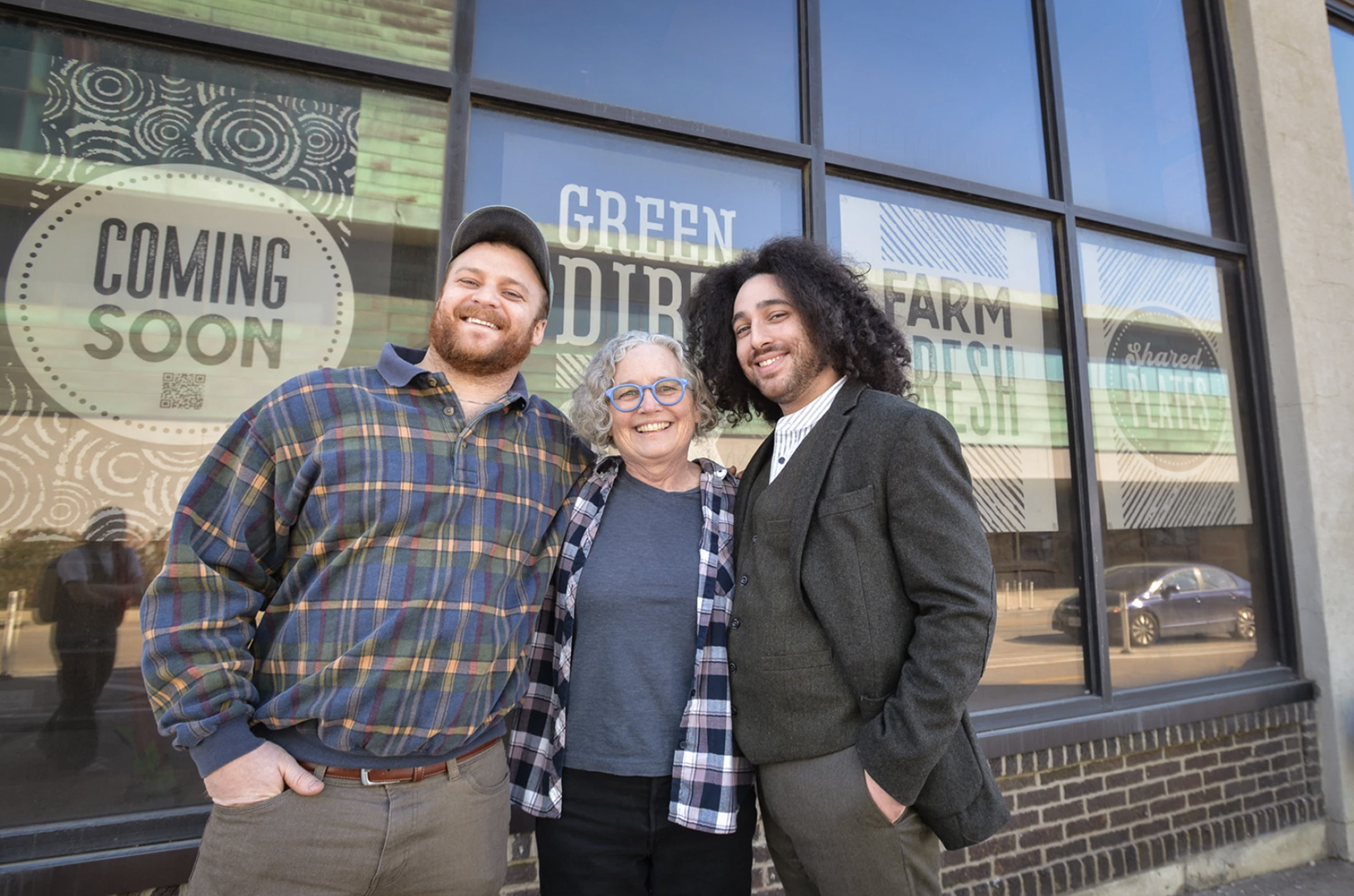 Matthew Gude, general manager; Sarah Hoffmann, the "Big Cheese," and Oskar Arévalo, executive chef, are planning to open the Green Dirt Farm Crossroads location in March at 16th and Oak Street; photo by Carlos Moreno, KCUR