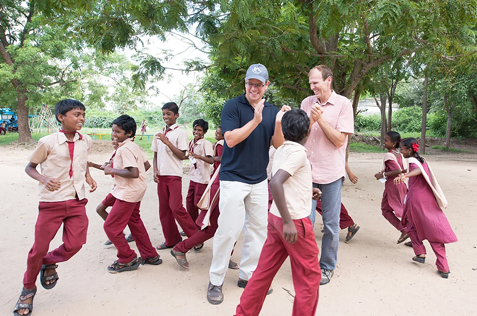 Matt Damon and Gary White in a Water.org promotional photo