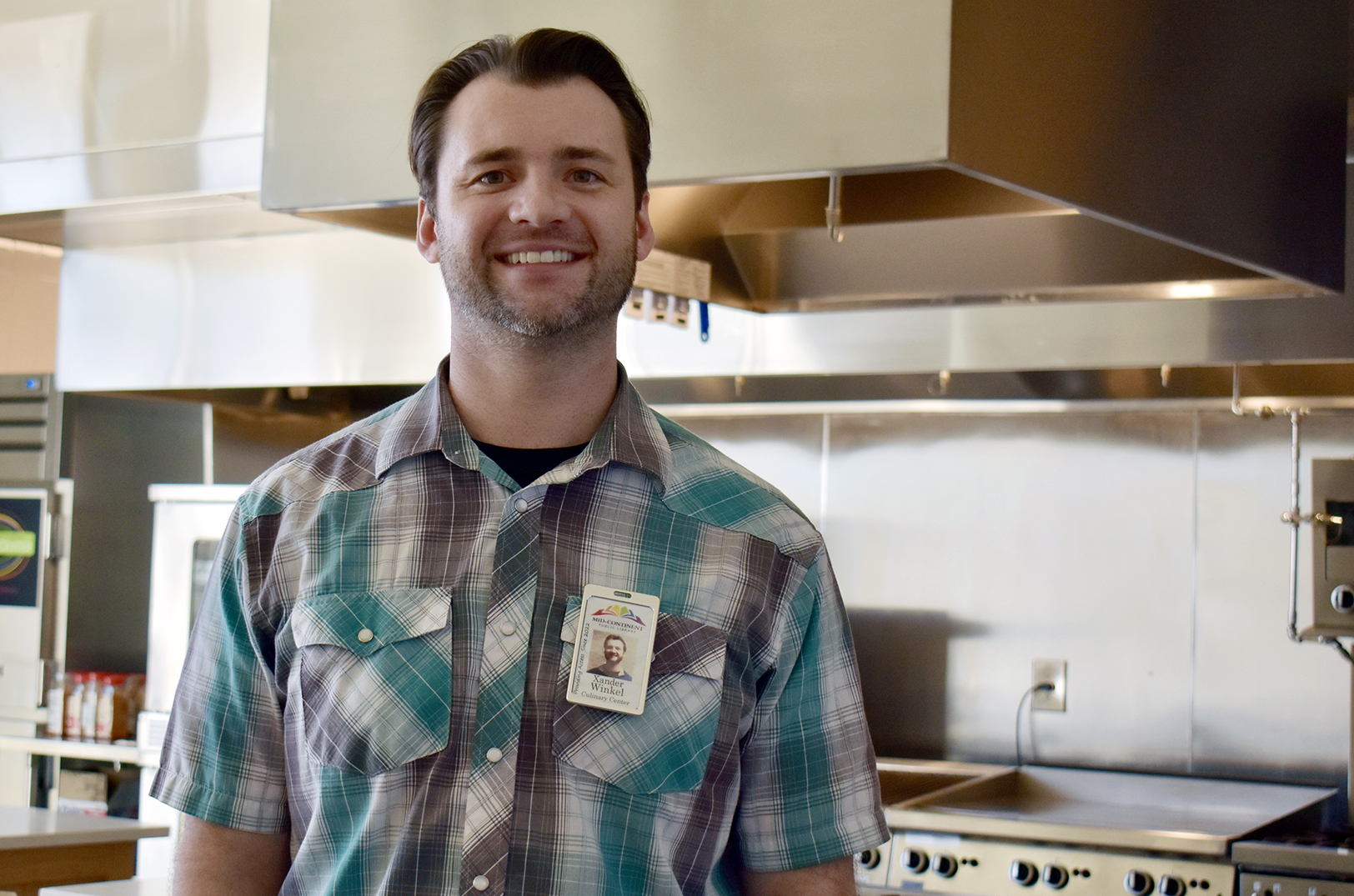 Xander Winkel, Culinary Center director for the Mid-Continent Public Library;  photo by Nikki Overfelt Chifalu, Startland News
