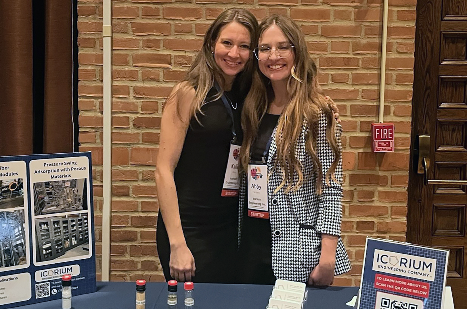 Dr. Kalin Baca and Abby Harders, Icorium Engineering, are pictured at the Rice Business Plan Competition (RBPC) in Houston; photo courtesy of Icorium Engineering