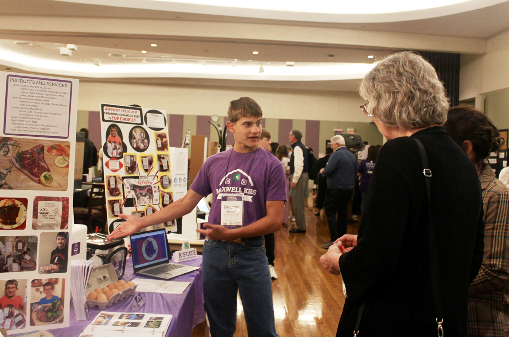 Grayson Maxwell, Maxwell Kids Farm To Table, explains his venture during the Kansas Entrepreneurship Challenge; photo by Nikki Overfelt Chifalu, Startland News