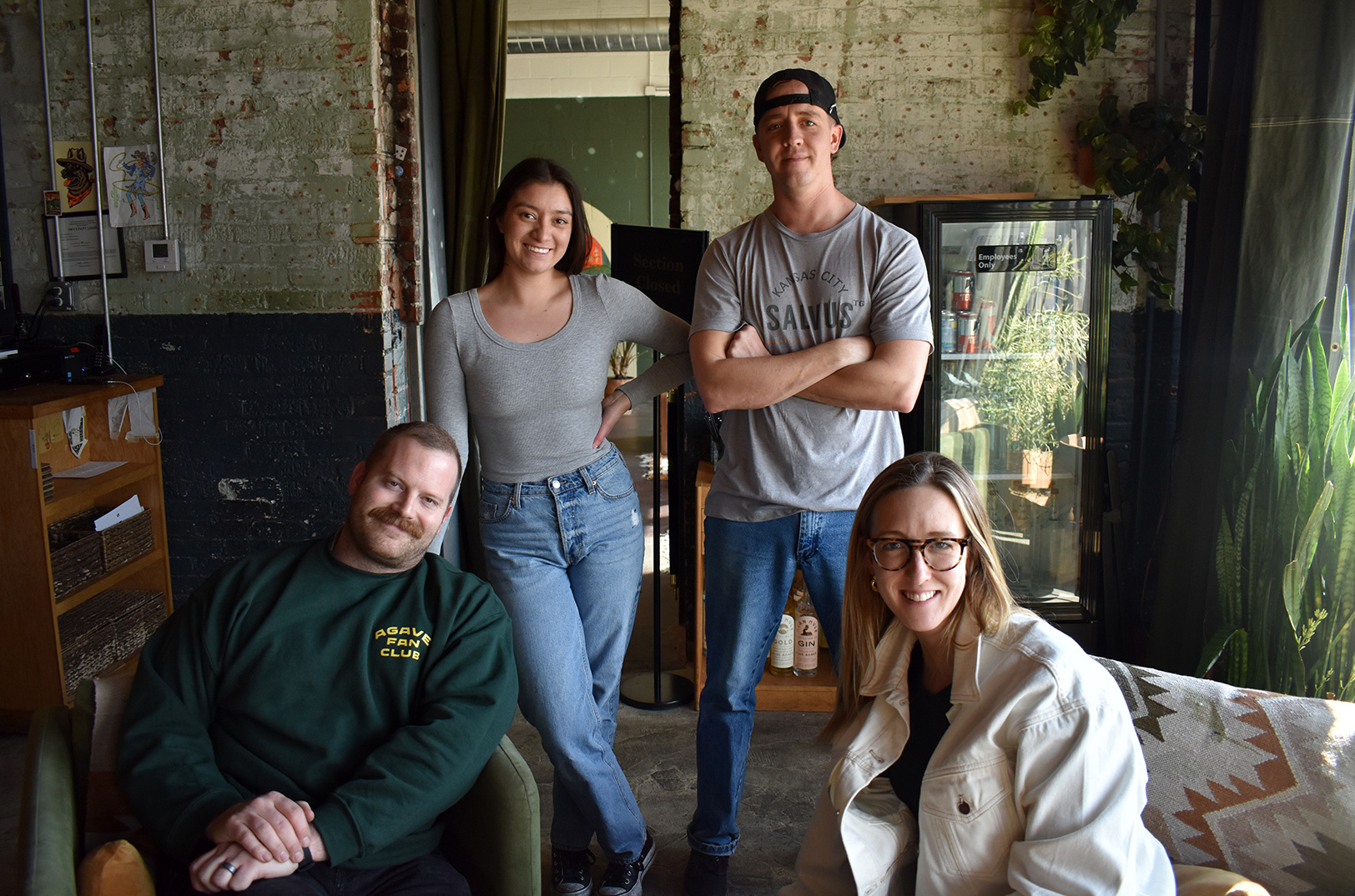 Jeff Evans, Alisha Trujillo, Tyler Gloe, and Meg Evans, Mean Mule Distilling Co. in the Crossroads; photo by Taylor Wilmore, Startland News