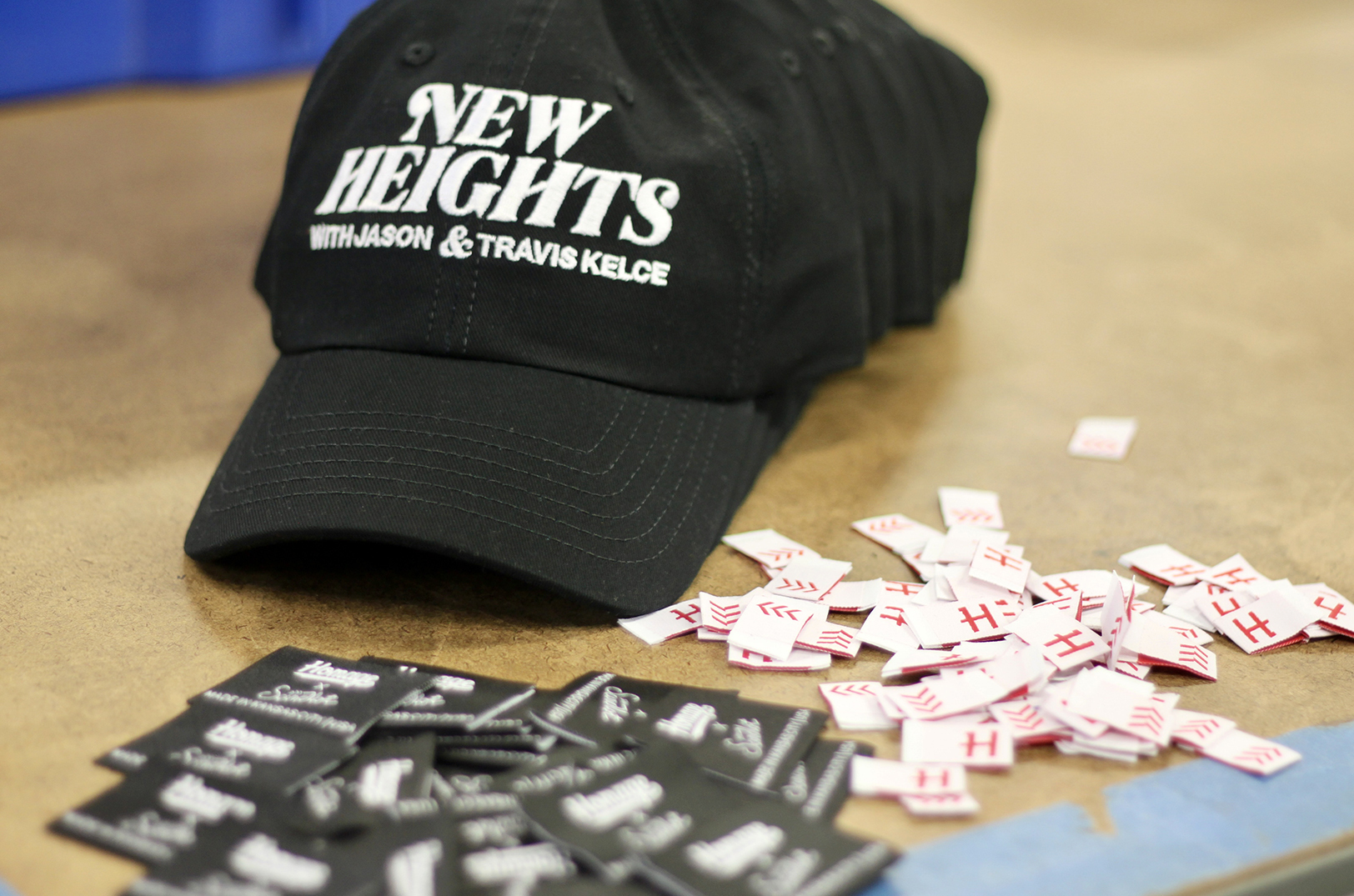 A New Heights podcast dad hat crafted in partnership between Sandlot Goods and Homage; photo by Nikki Overfelt Chifalu, Startland News