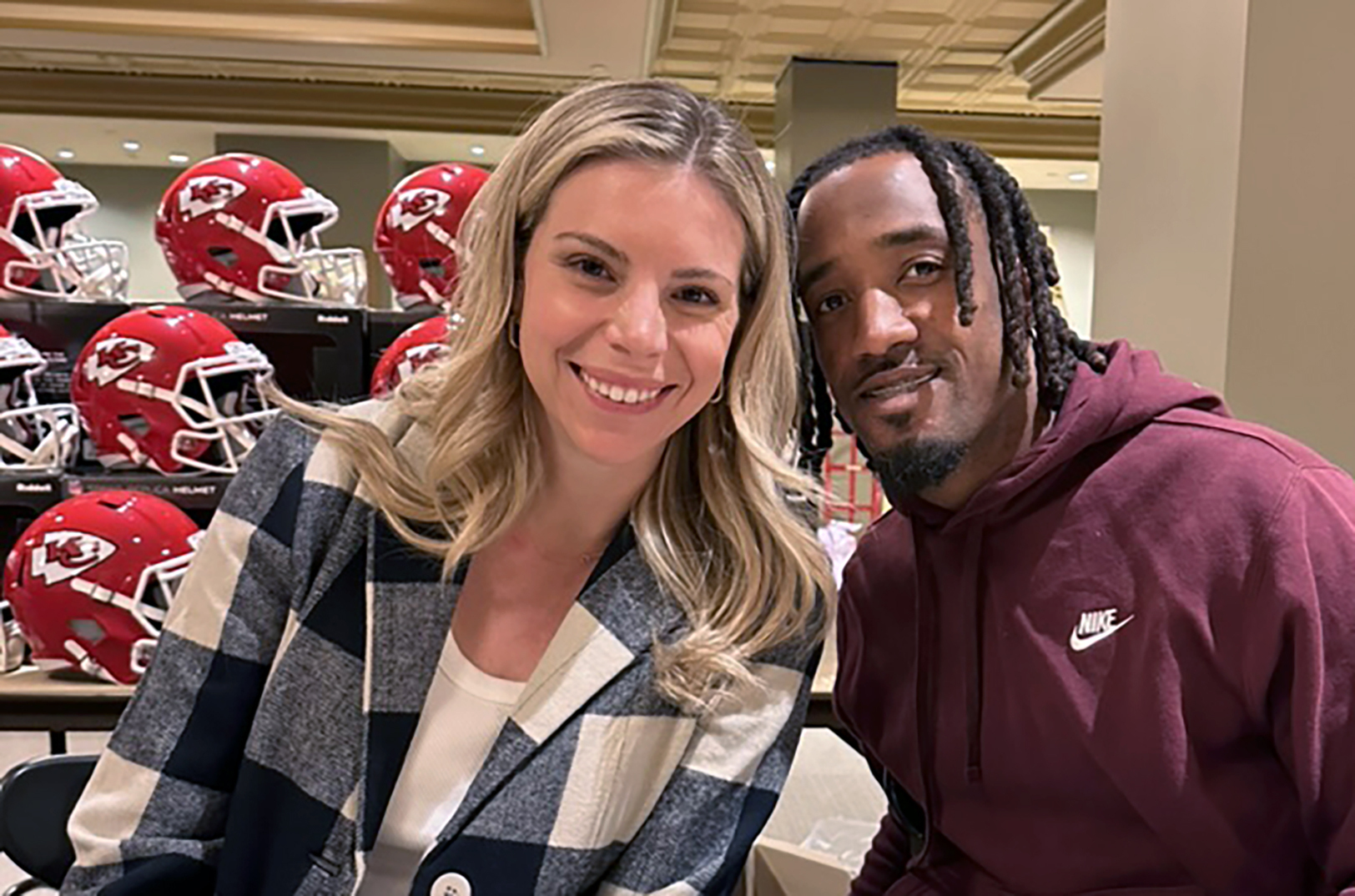 Amanda Carlo, Gold Griff Athlete Agency, and L’Jarius Sneed, former Chiefs cornerback, now with the Tennessee Titans; photo courtesy of Gold Griff Athlete Agency