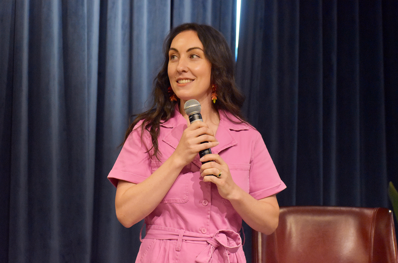 Colleen Robertson, Floraloom, speaks to a packed audience at CreativeMornings KC; photo by Taylor Wilmore, Startland News