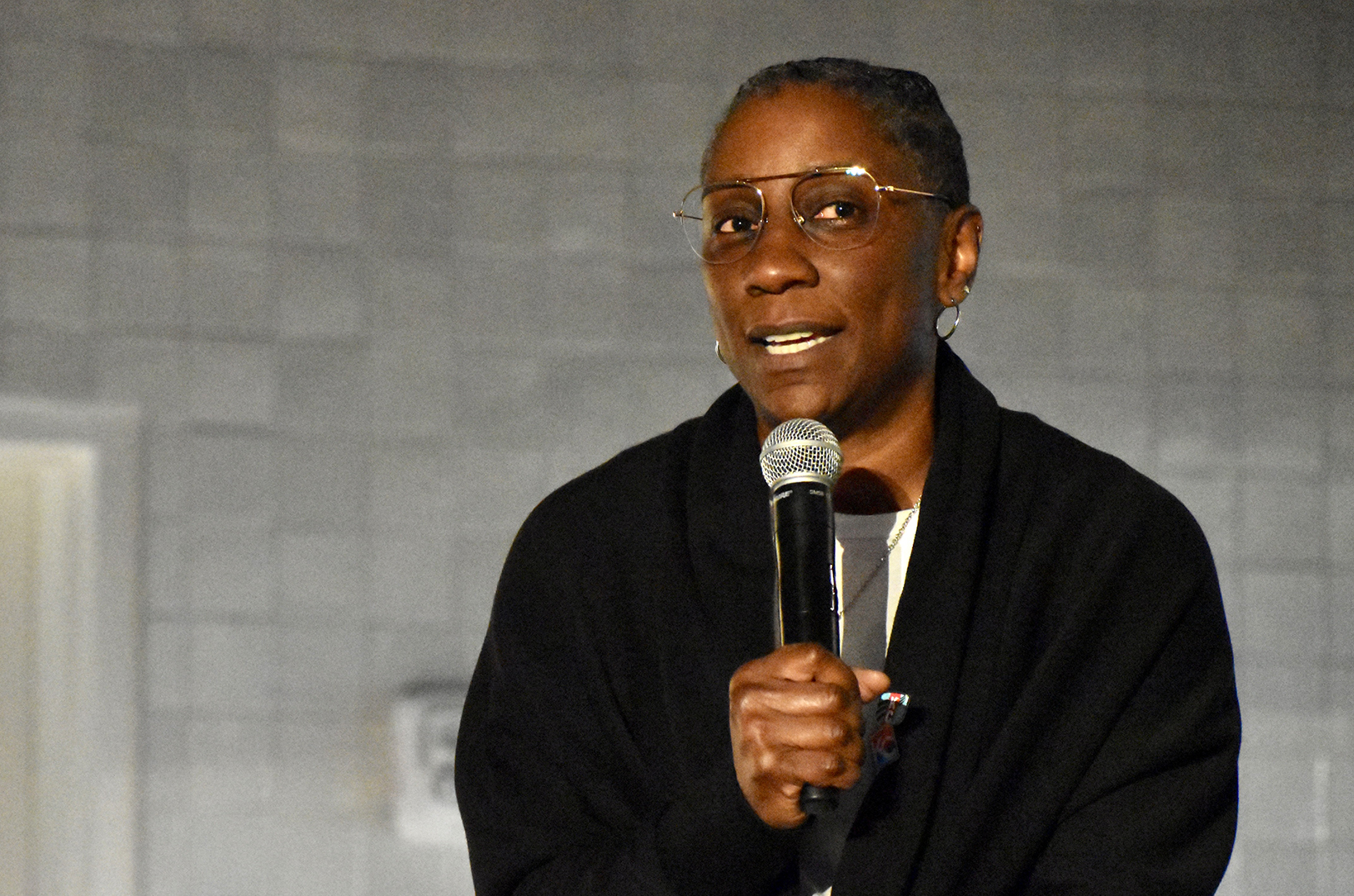 Raven Jemison, KC Current, speaks during a panel conversation at the KC Rising Horizon 2024 event at CPKC Stadium; photo by Nikki Overfelt Chifalu, Startland News