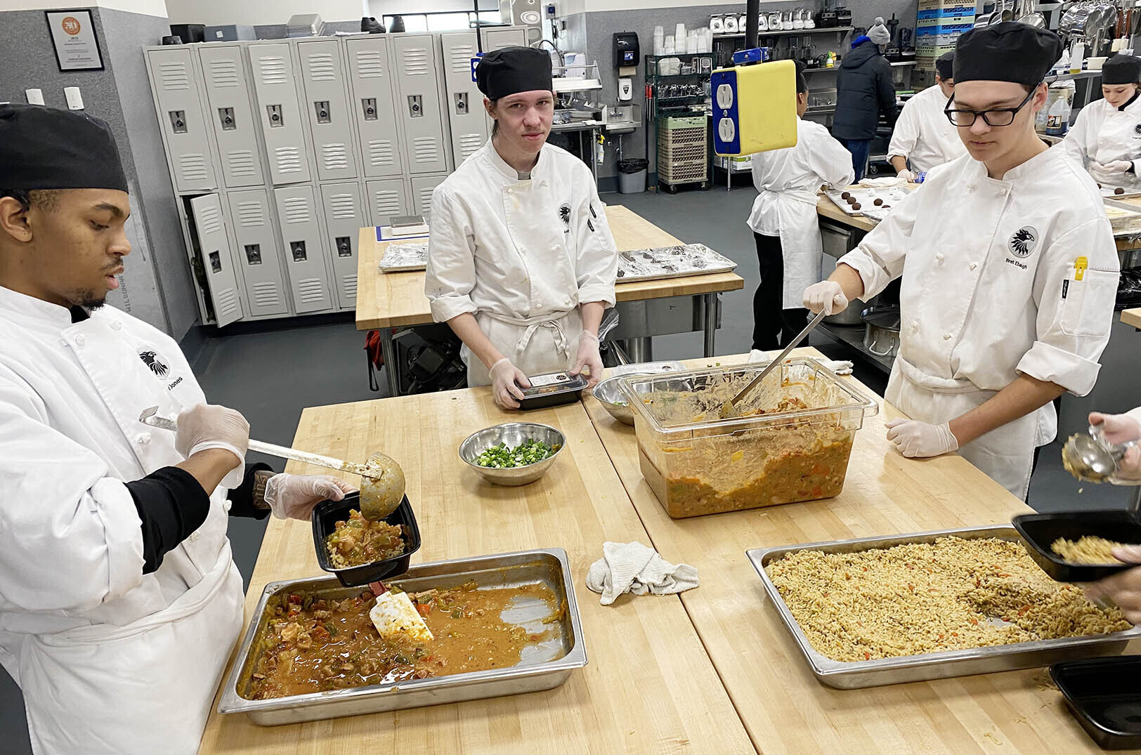 Culinary students at Herndon Career Center in the Raytown School District prepare meals for Kids Feeding Kids