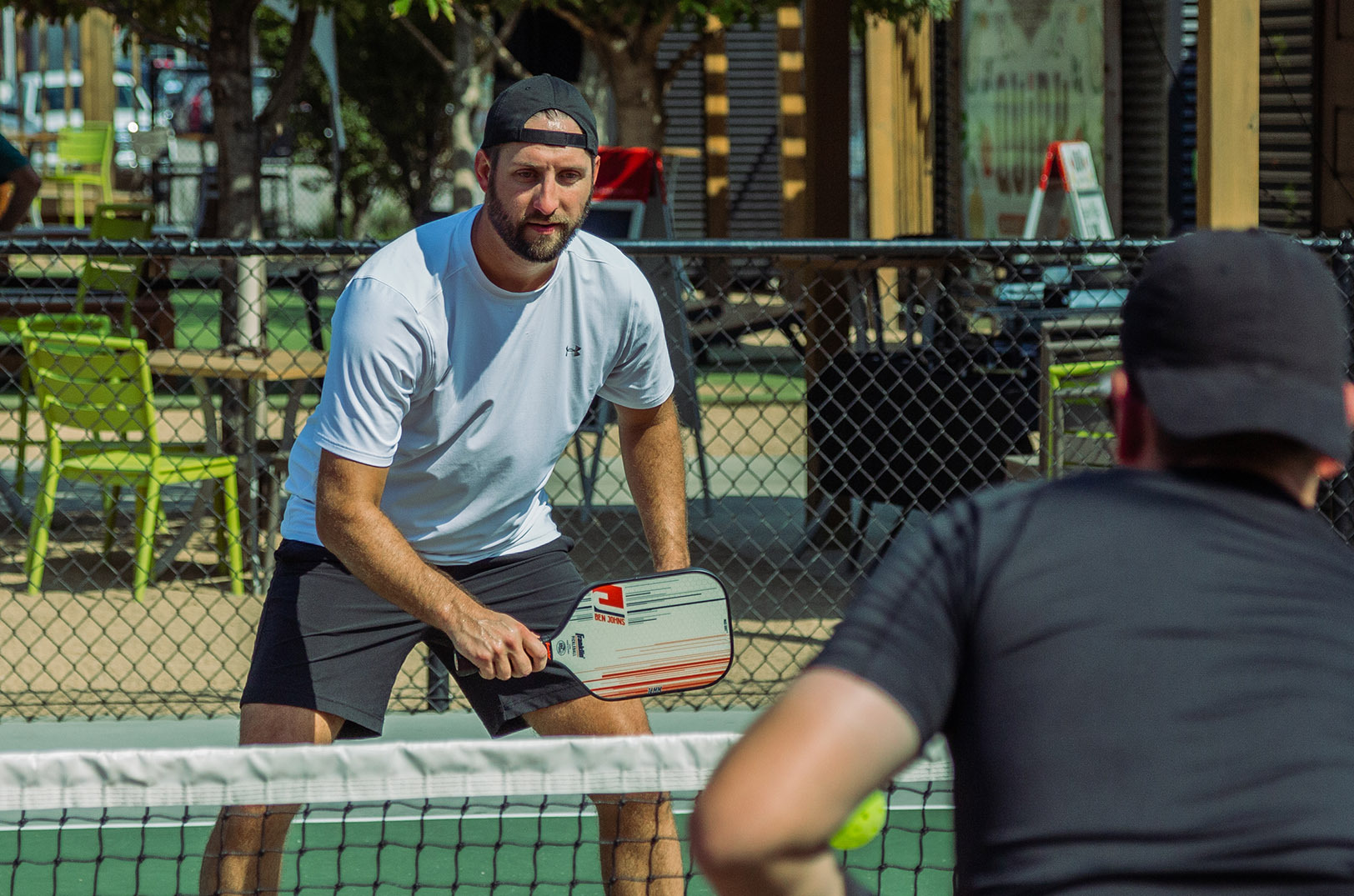 Jason Schulz, a buyer for Pro Athlete, plays pickle ball at Chicken N Pickle in North Kansas City; photo courtesy of Pro Athlete