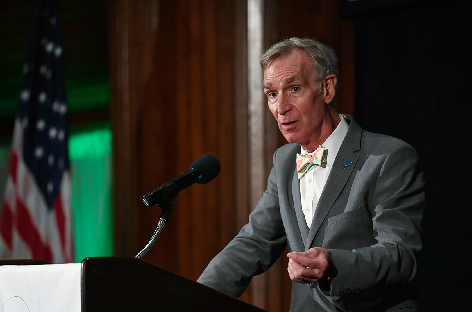 Bill Nye "The Science Guy" speaks at an event this summer for Toshiba America and National Science Teaching Association; photo courtesy of Bill Nye "The Science Guy"