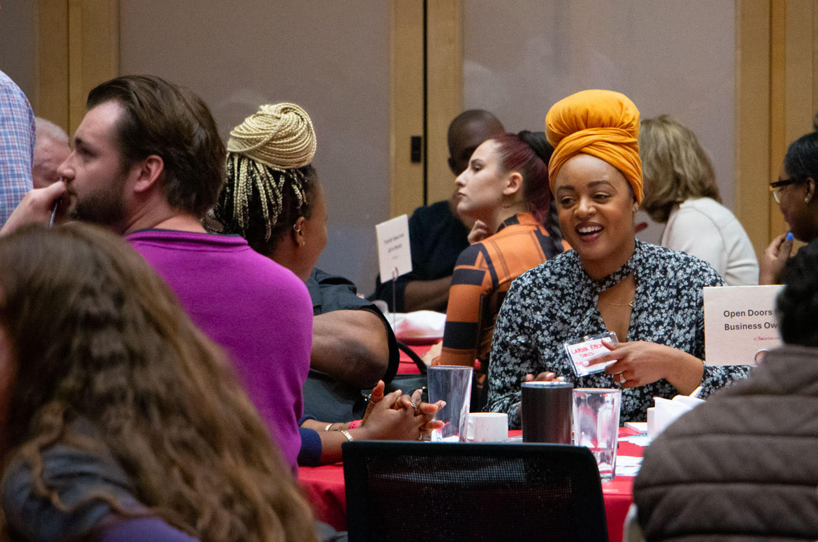 Community members engage in April during the Future of Entrepreneurship event at the Ewing Marion Kauffman Foundation; photo courtesy of KCSourceLink