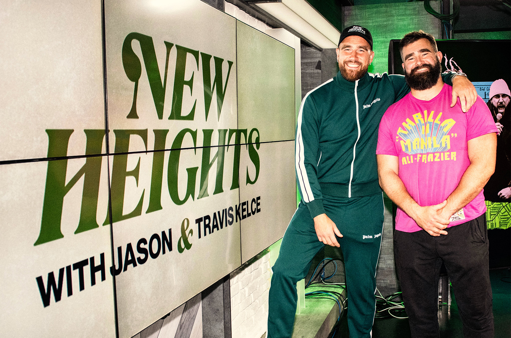 Travis Kelce and Jason Kelce, New Heights podcast; courtesy photo