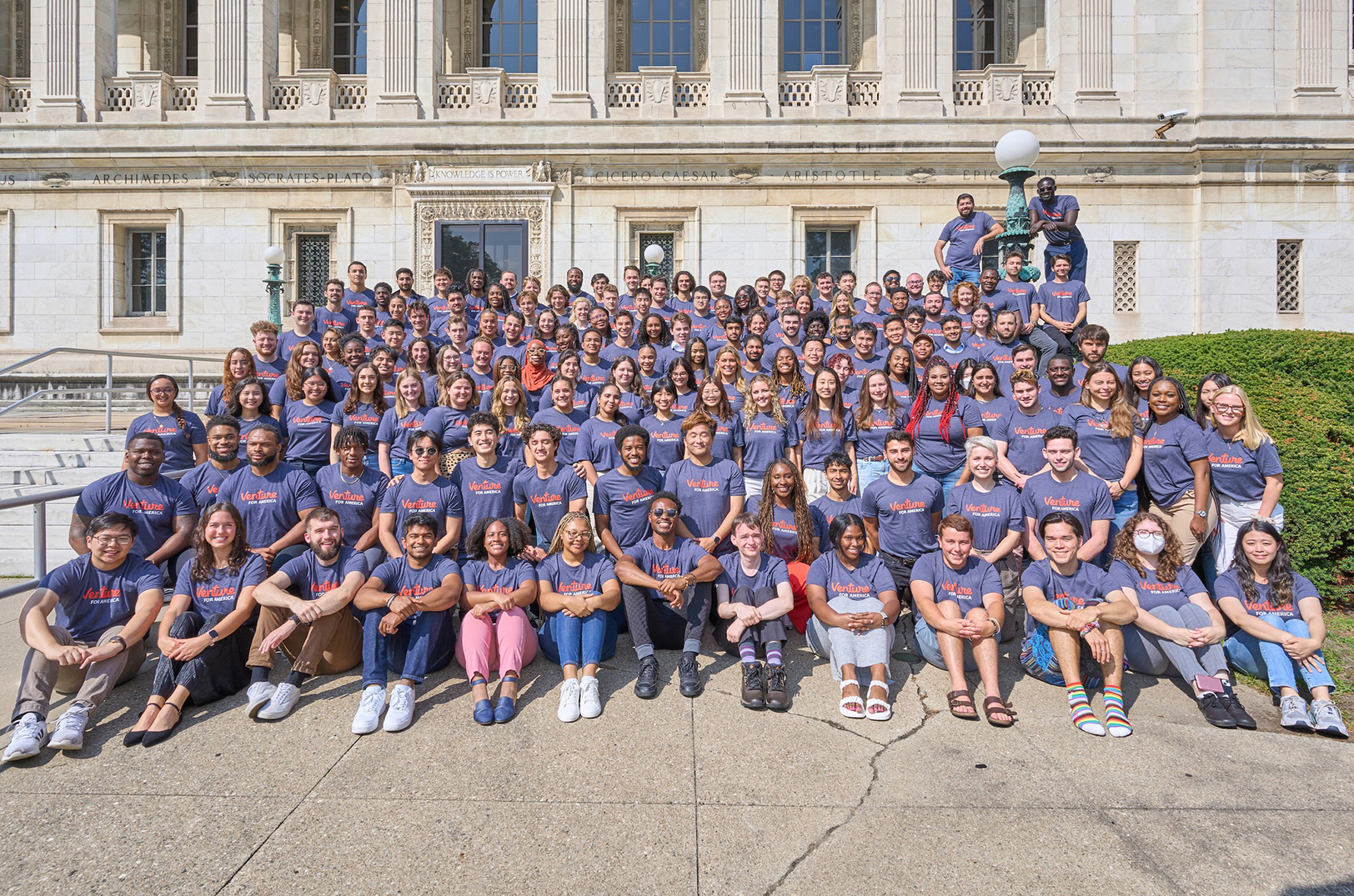 Members of Venture for America's 2023 fellows group in July 2023 in Detroit; photo courtesy of Venture for America