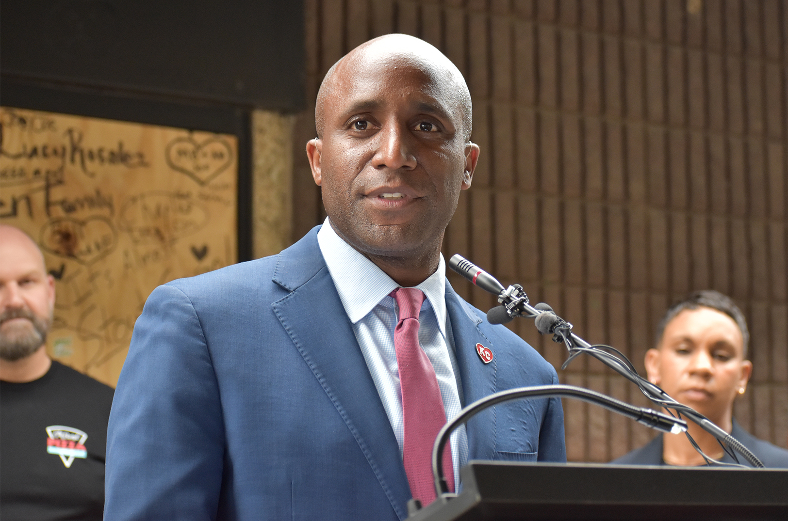 Mayor Quinton Lucas discusses KCMO's new Back to Business Fund during a press conference; photo by Taylor Wilmore, Startland News