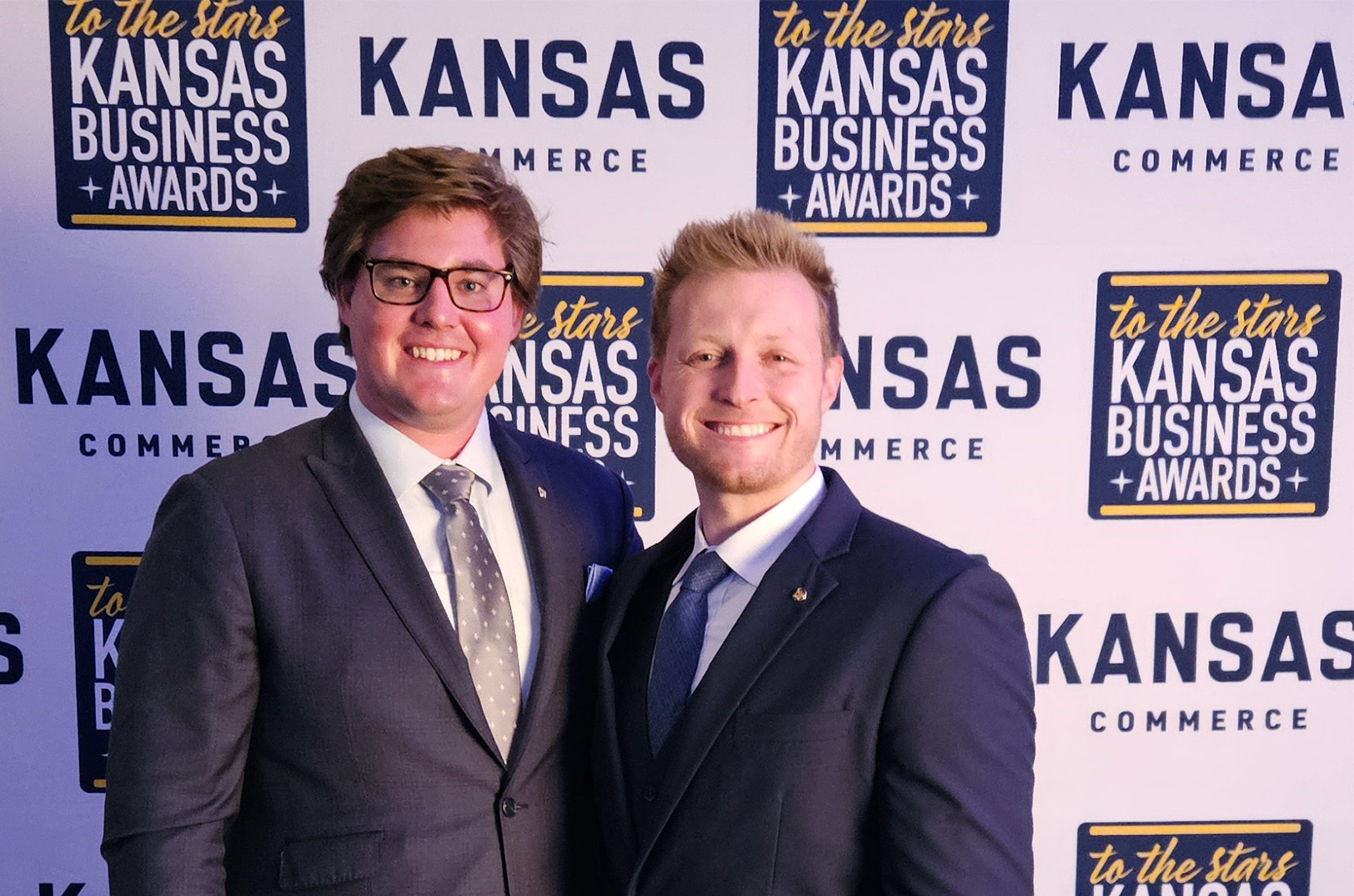 Bradley Hopper and Nick Love Love, Lifesciences Kansas, at the Kansas Department of Commerce's "To The Stars: Kansas Business Awards” ceremony; photo courtesy of Nick Love