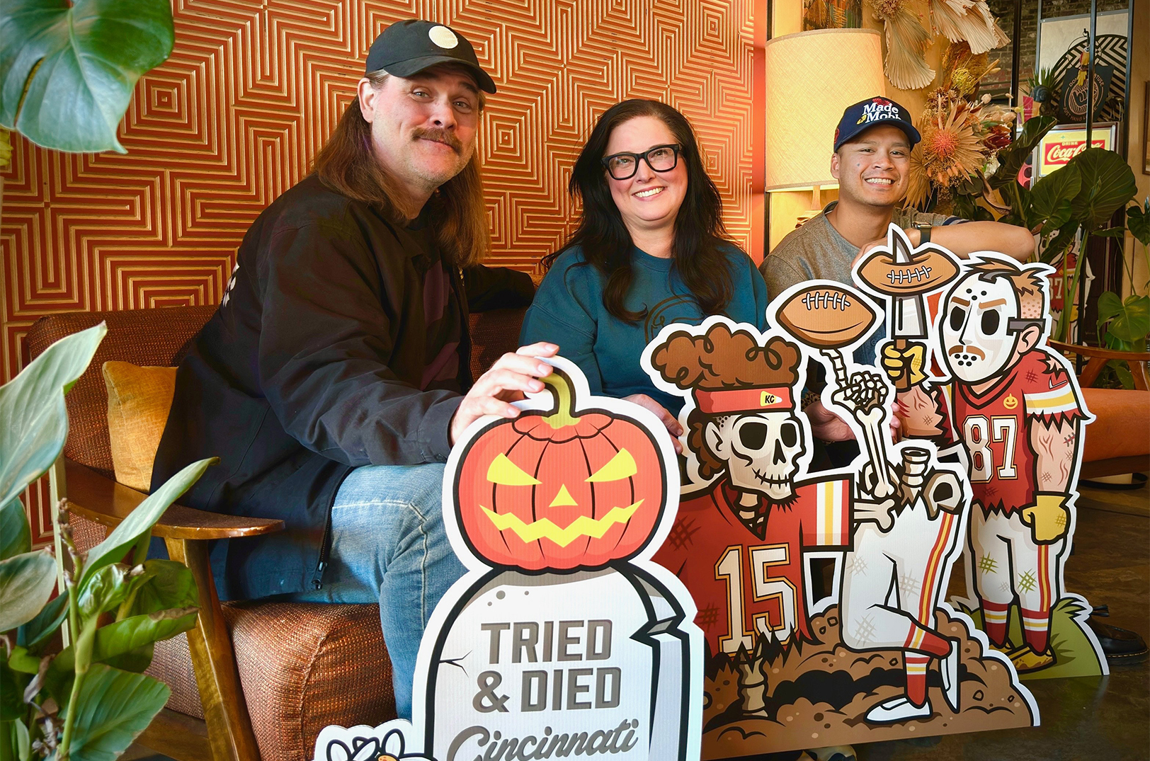 Johnny and Michele Dawbarn, SewKC, with Jesse Phouanphet, MADE MOBB, at HITIDES in the East Crossroads; photo courtesy of Collective Ex