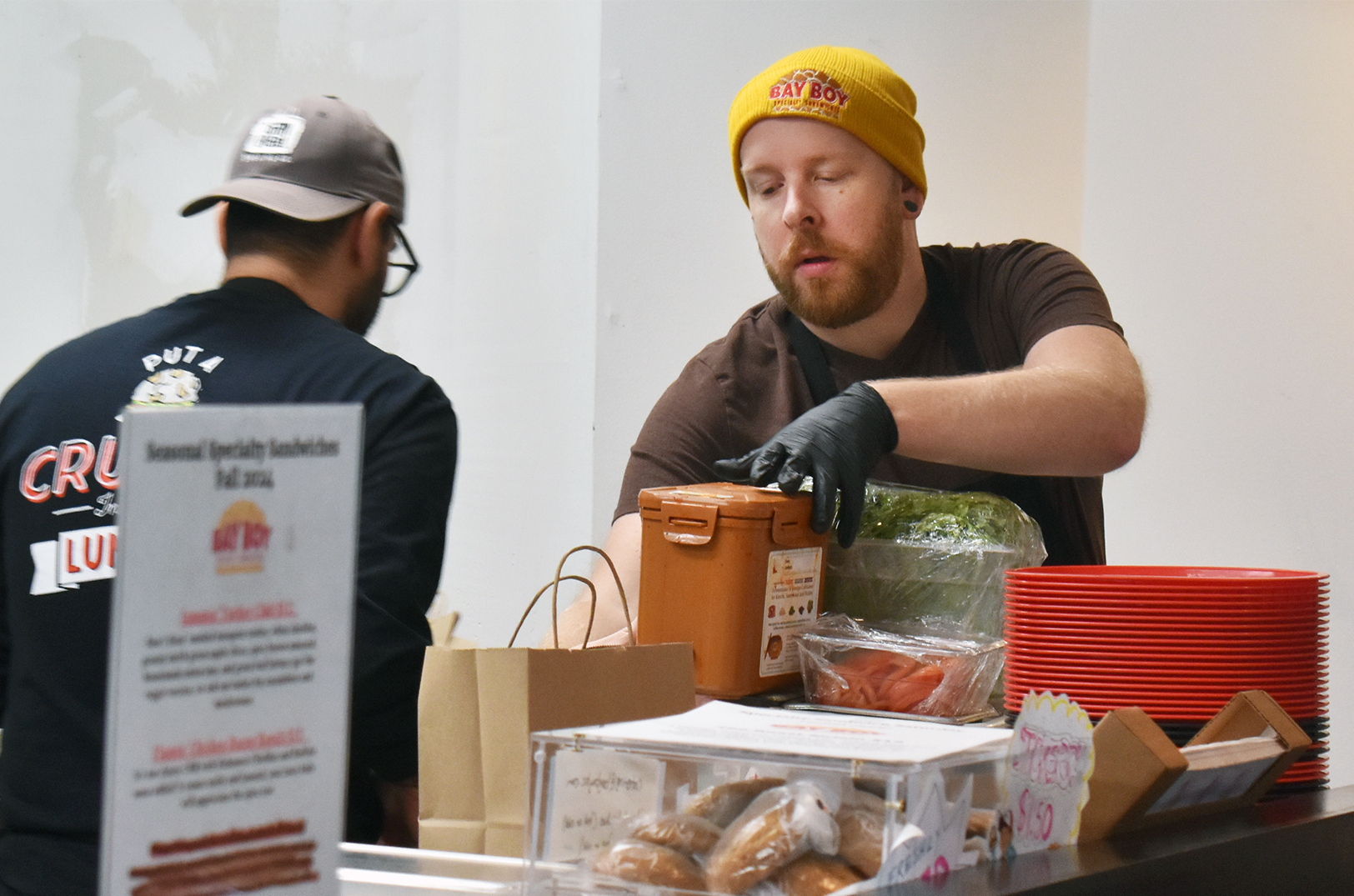 Workers at Bay Boy Specialty Sandwiches near the Country Club Plaza; photo by Taylor Wilmore, Startland News