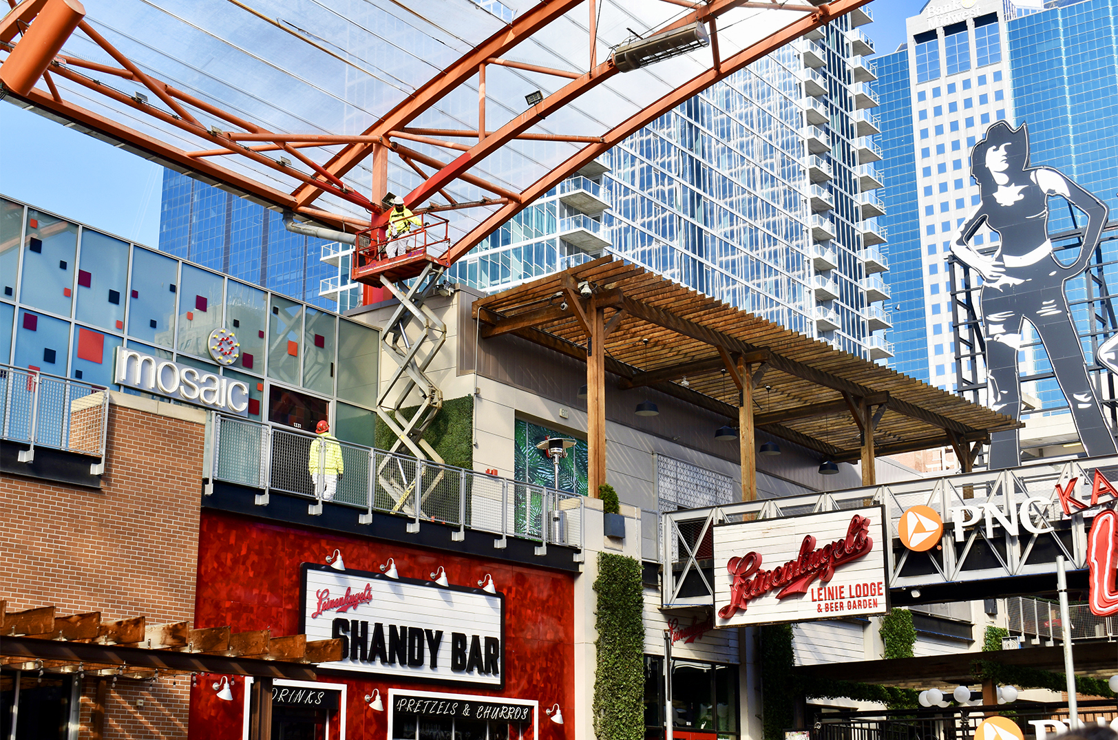Construction workers begin work within the Kansas City Live! block at Power & Light; photo by Nikki Overfelt Chifalu, Startland News