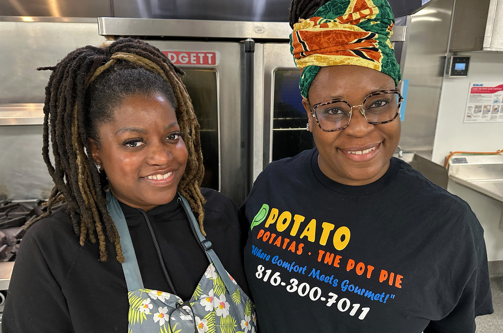 Trine’ce Brown, owner, and Jamilla Johnson, kitchen manager, at Potato Potatas - The Pot Pie; photo by Joyce Smith
