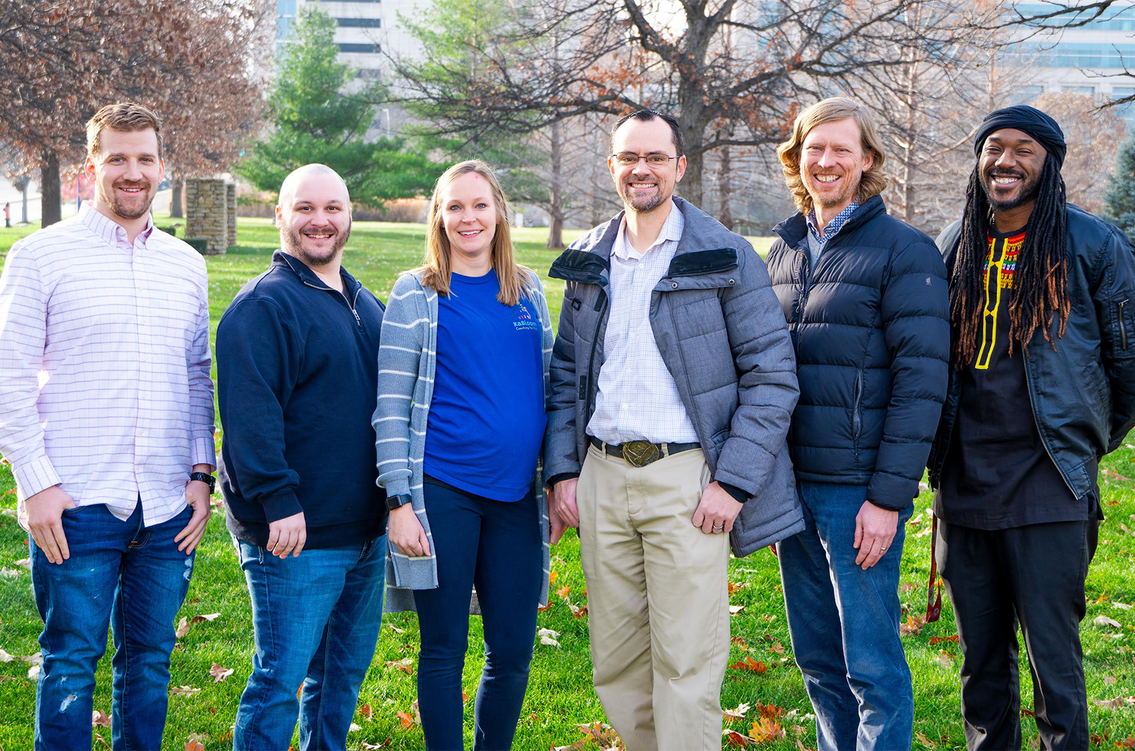 Digital Sandbox KC Q4 2024 winners: Alex Snook, CEO, and Errick Quartucci, COO, On | Sight; Erin Minoski, founder and owner, KaBloom; Zack Edwards, president, Xogos Gaming; Mitch Mabrey, founder and CEO, Resonus; and Rich Chungong, founder and CEO, Produce Matrix