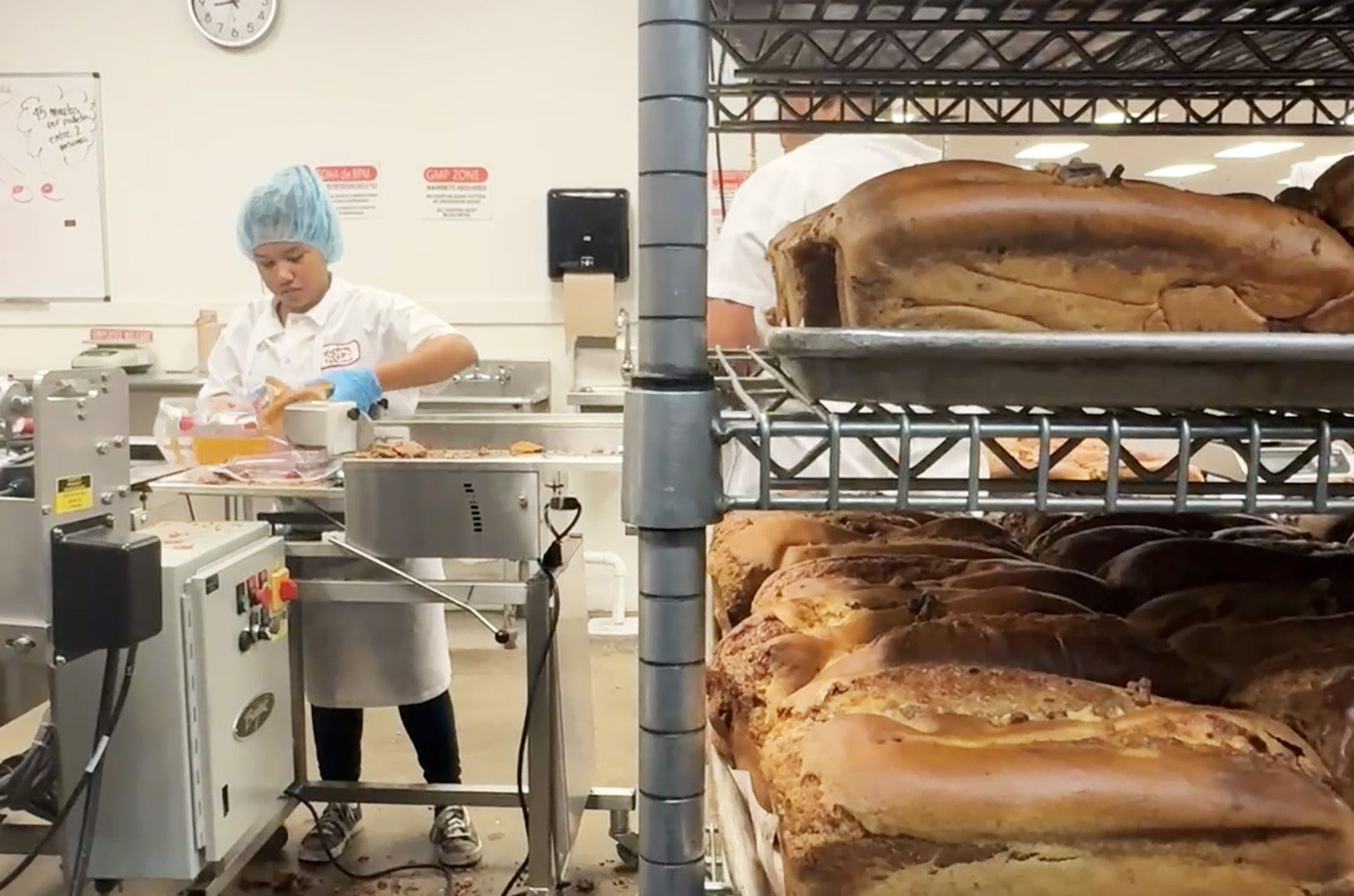 A worker at Strawberry Hill Baking Company in Merriam, Kansas, uses flour from Farmer Direct Foods; courtesy photo