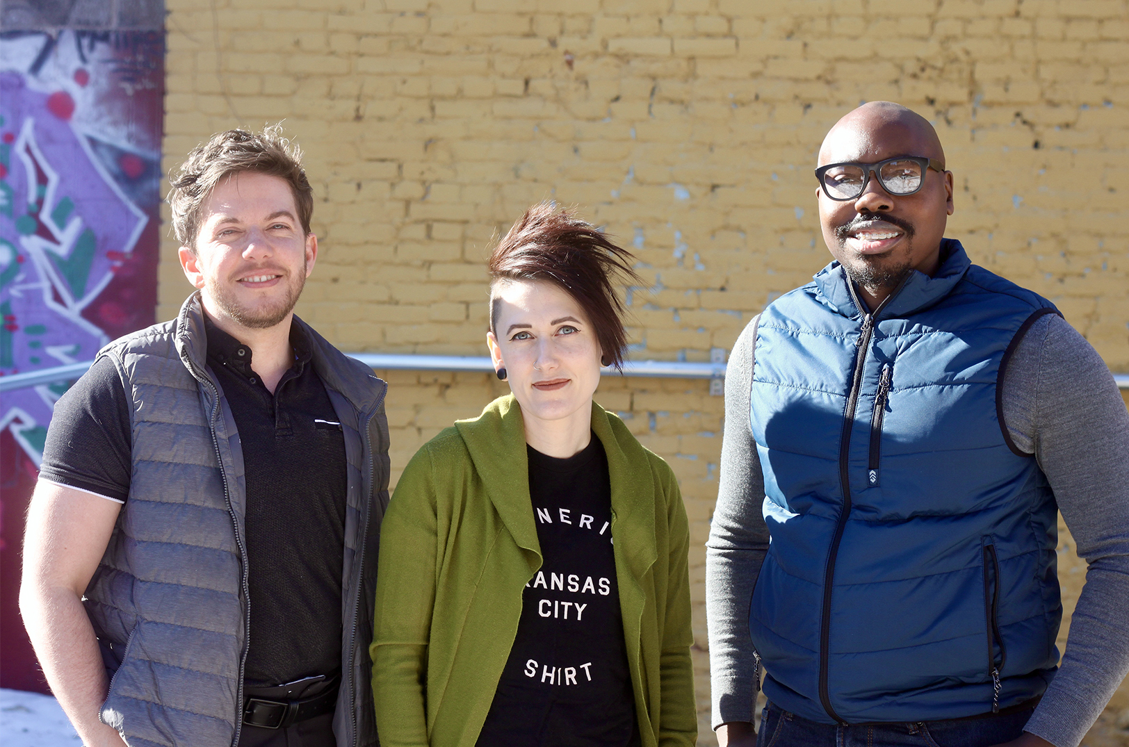 Founder Problems podcast hosts: Lee Zuvanich, Sarah Schumacher, and Zach Oshinbanjo; photo by Nikki Overfelt Chifalu, Startland News