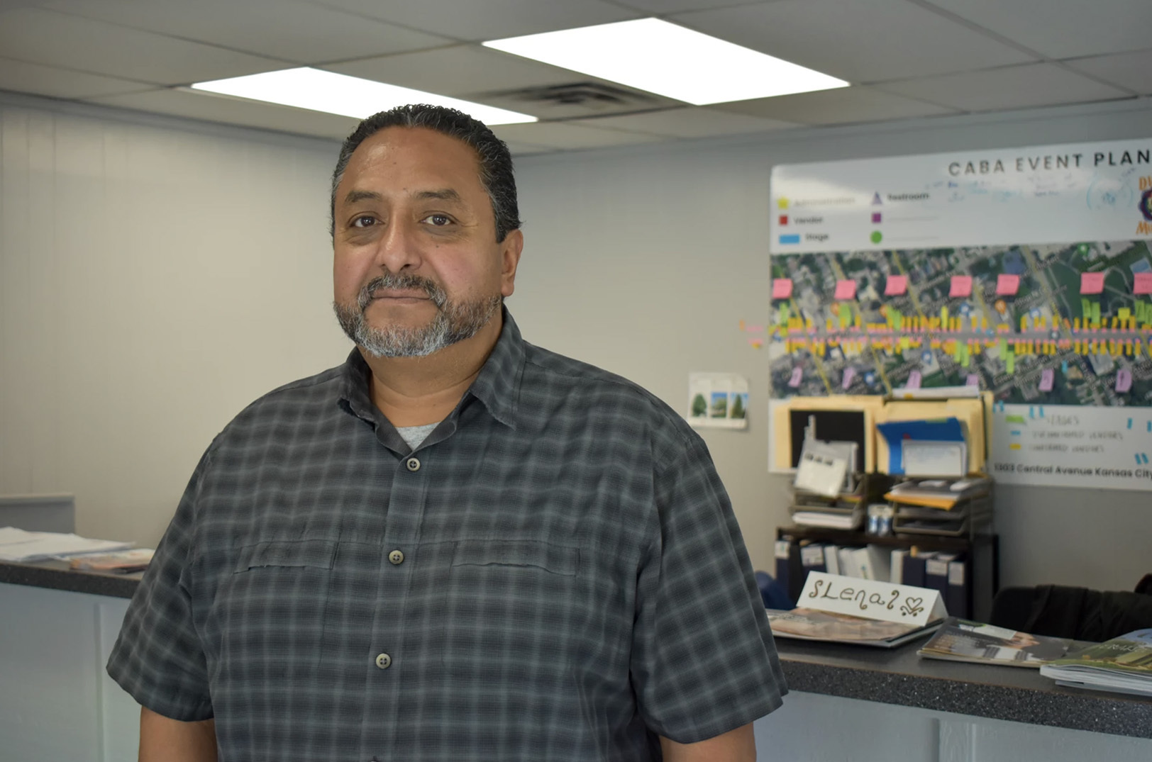 Edgar Galicia runs the Central Avenue Betterment Association, a nonprofit based in eastern Kansas City, Kansas, that promotes economic development in the Latino communities living around Central Avenue; photo by Zach Perez, KCUR