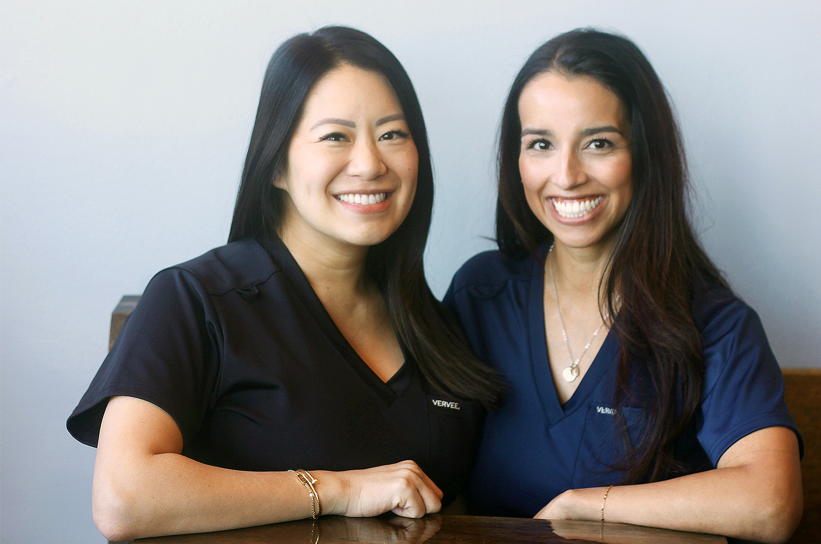 Drs . Christine Khong and Melanie Camejo, Vervee Scrubs; photo by Nikki Overfelt Chifalu, Startland News