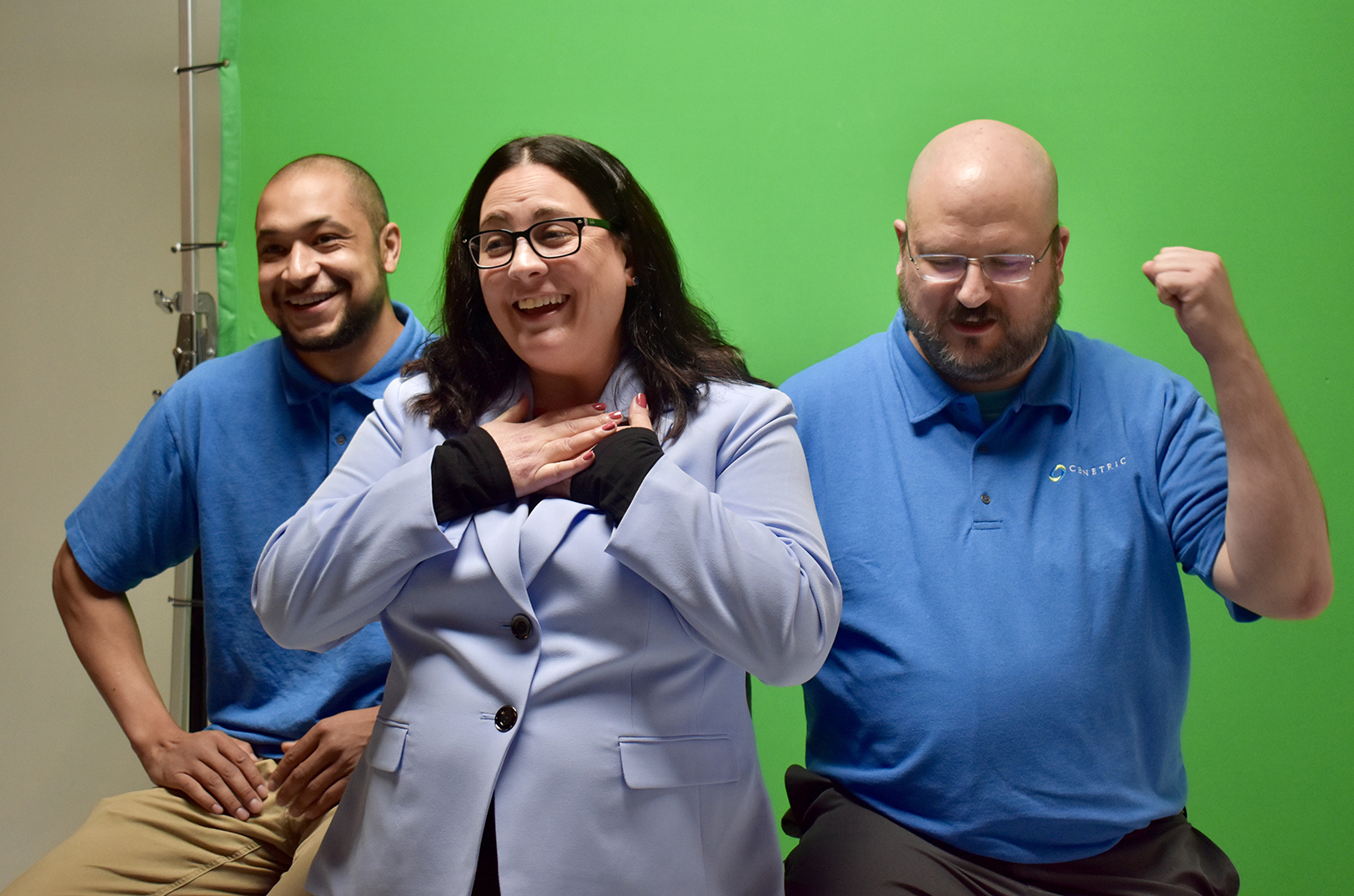 Brittany Fugate, president and CEO of Cenetric, flanked by her team, celebrates in April after being named to the Top 10 in the KC Chamber's Small Business of the Year competition for 2025; photo by Nikki Overfelt Chifalu, Startland News
