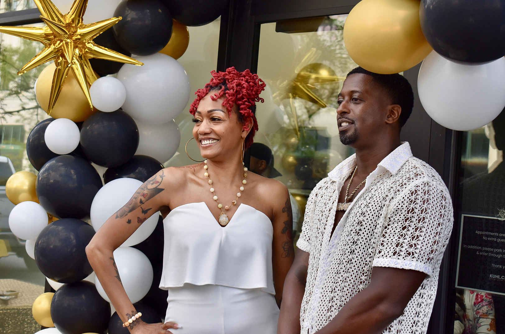 Kamill Bankhead and Damon Tucker, Kuhl.chr Luxury Salon Suites, pose together outside the RS Impact Exchange retail hub on Troost Ave. during a launch event for the space; photo by Nikki Overfelt Chifalu, Startland News