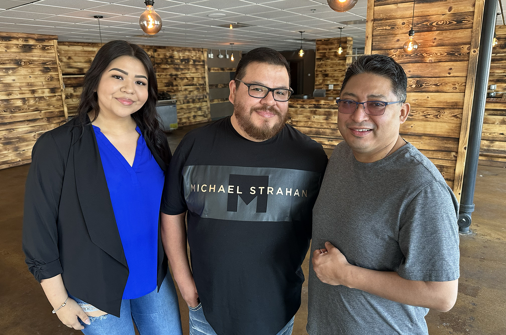 Gepsiva Ramos, Noel Ramos, and Fredy Rivera,  owners of the new Muy Caliente Grill & Cantina space at 751 E. 63rd St., Suite 110; not pictured: Saray Pilar Nonato; photo by Joyce Smith
