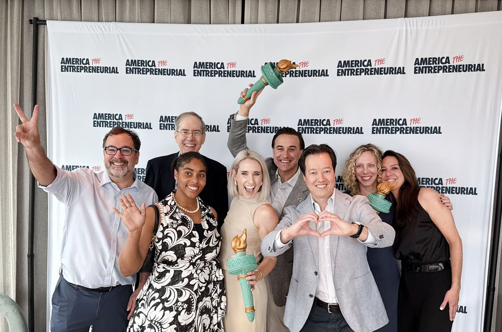 Organizers of the 
"America the Entrepreneurial" campaign celebrate its launch in June at the Global Entrepreneurship Congress in Indianapolis; photo courtesy of Right to Start