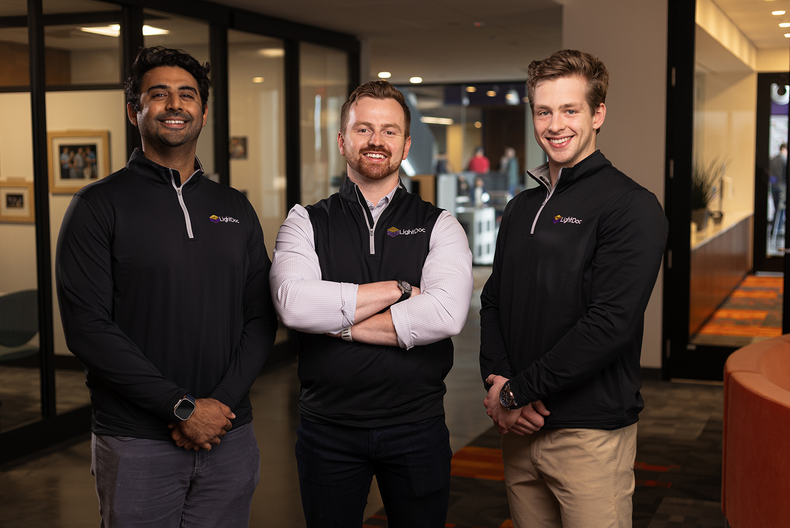 CTO Vrain Ahuja with co-founder brothers Tyler and Garrett Amundsen, LightDoc; courtesy photo