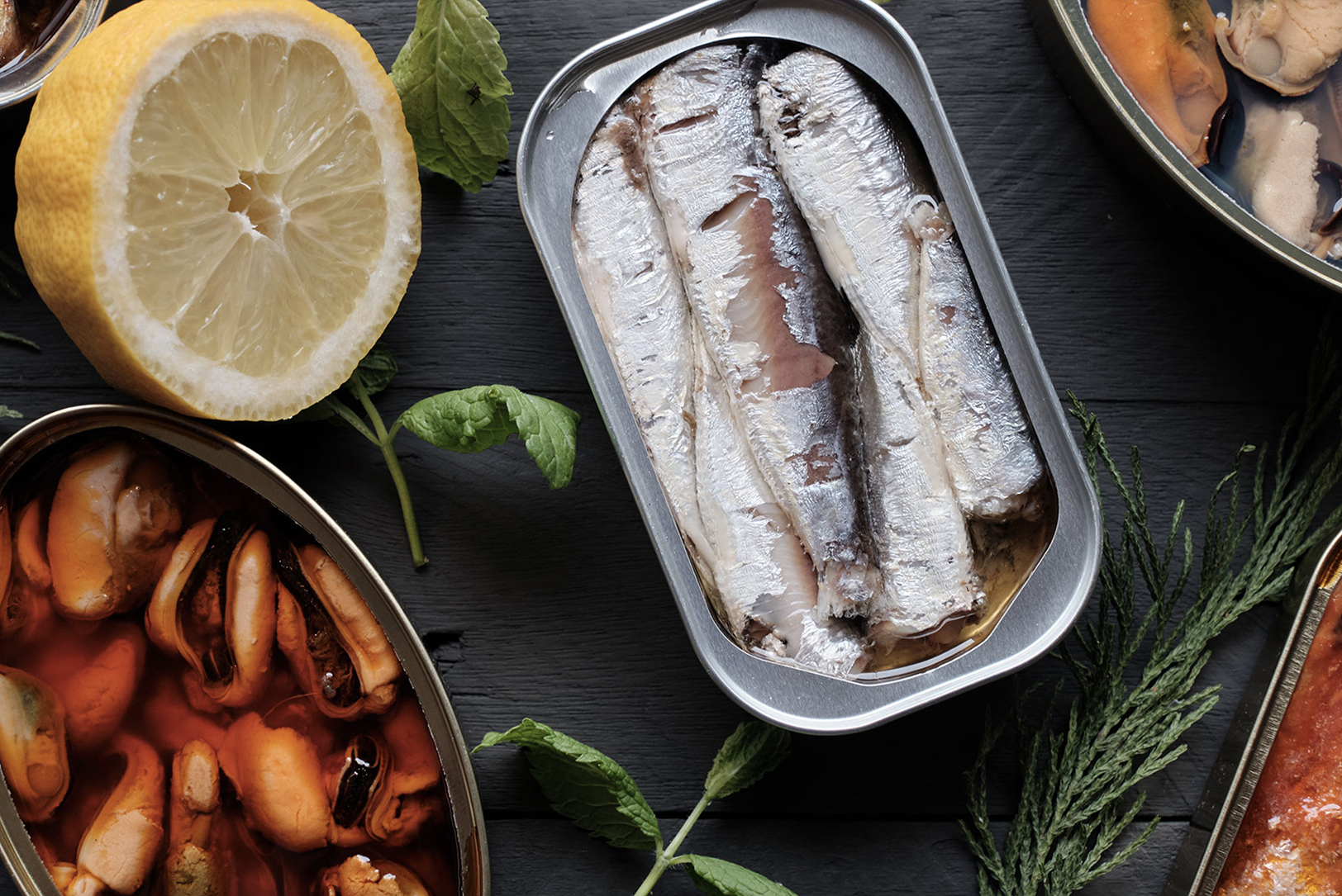 High-end tins of seafood; courtesy of Lilico’s Taverna