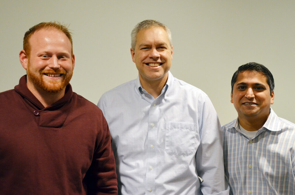 Brock Smith, Evergy Ventures managing director; Dennis O'Dell, vice president; and Ashwin Shashindranath, managing director