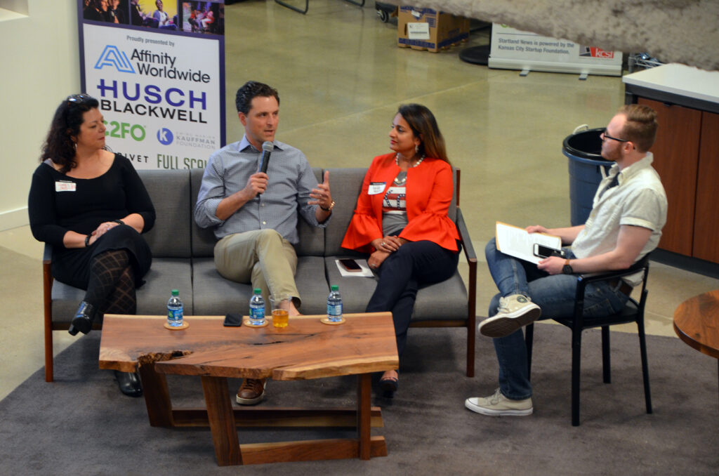 Shea Geist, SharkOFF; John Thomson, PayIt; Aviva Ajmera, Women’s Capital Connection; and Austin Barnes, Startland