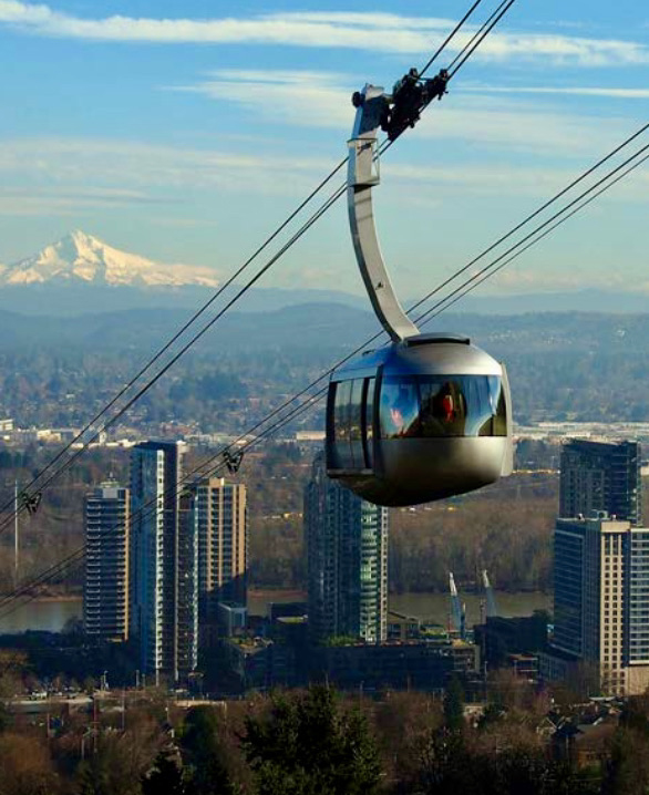 Portland, Oregon, already has an urban gondola line in operation. (Photo from SOM/HR&A study)