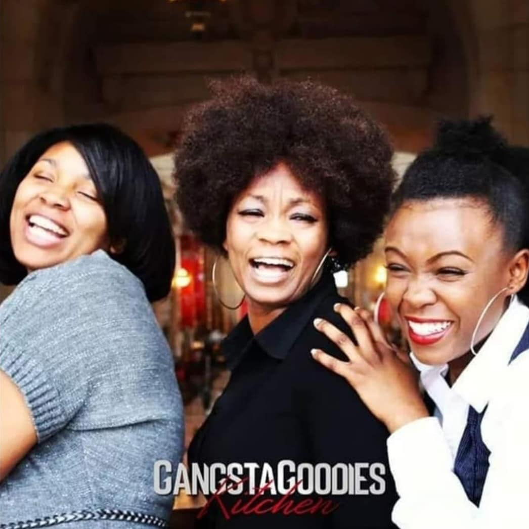 Shelia Johnson, center, with daughters Devan and Shalea; Gangsta Goodies Kitchen