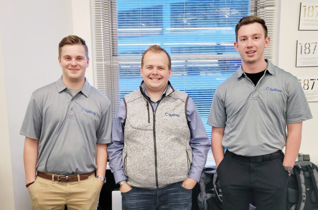 Splitsy team — Joe Allen, Brad Starnes, and Nolan McMichael — at the Equifax demo day