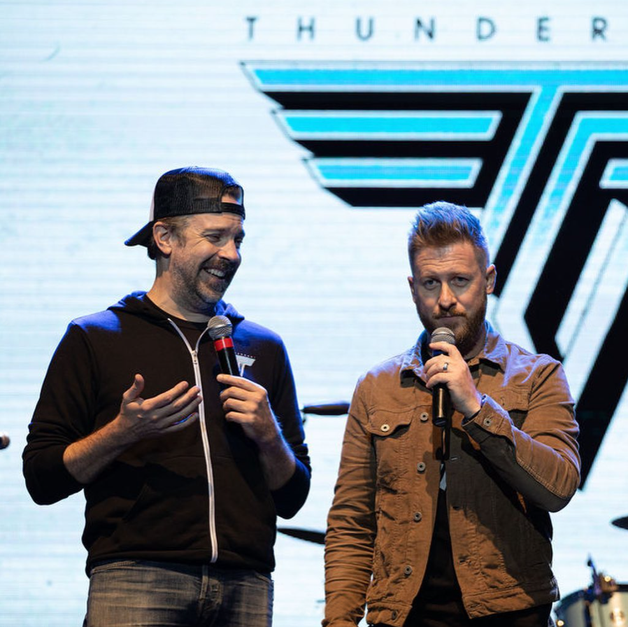 Jason Sudeikis and Billy Brimblecom at Thundergong, November 2020