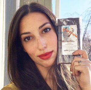 Tyler Shane with her artisanal chocolate collaboration for Café Corazón